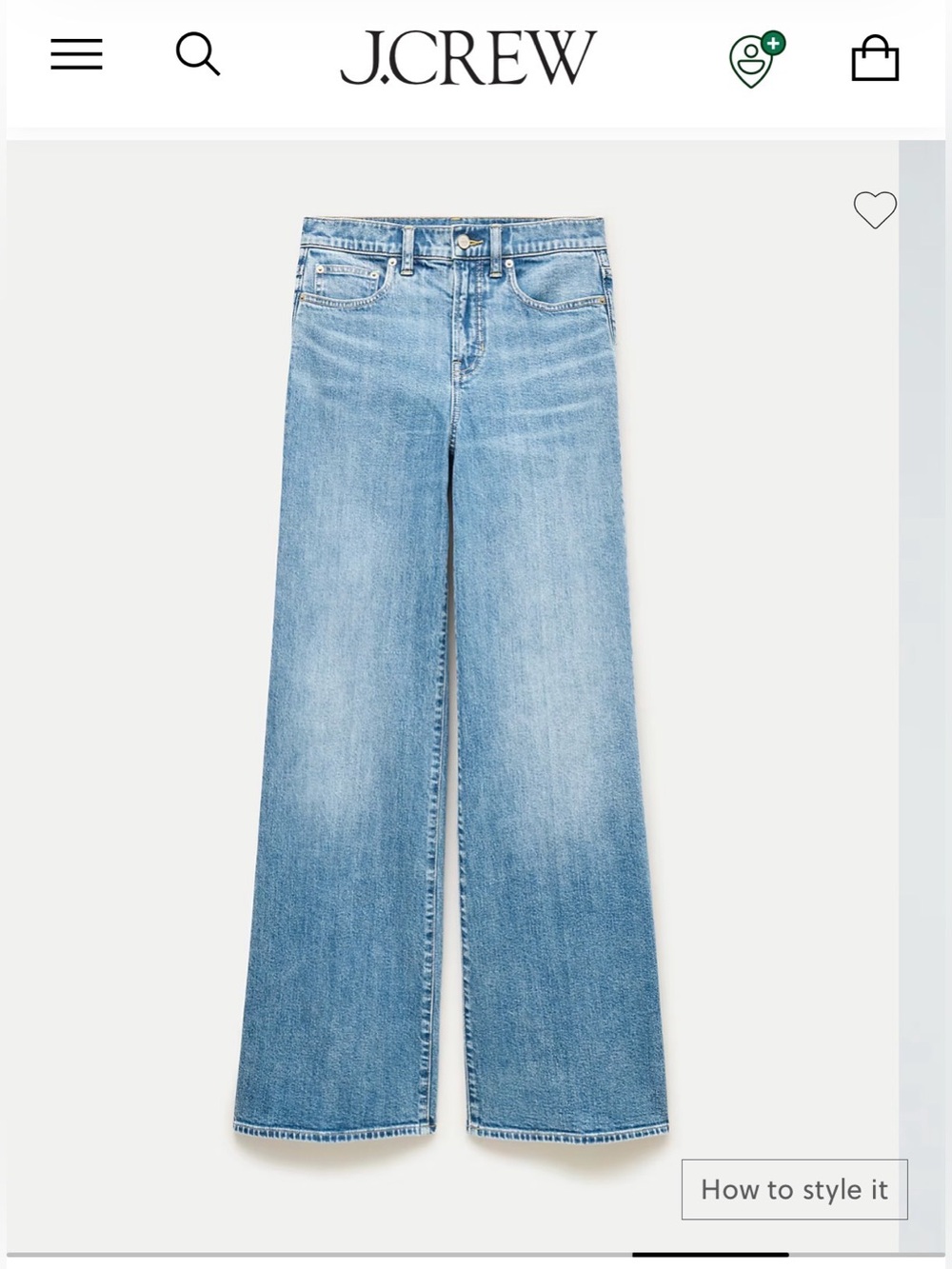 J.Crew Denim trouser jean Wide Leg Jeans in Blue Waist 26 Like New